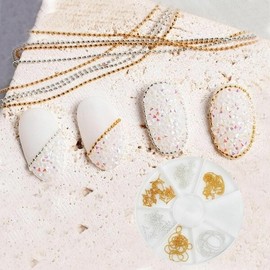 Nail Art Slim Nail Chain 0.6 0.8mm Ball File Chain Set (WAC9519) / 네일아트 슬림 네일 체인 0.6 0.8mm 볼 줄 체인 세트 (WAC9519)