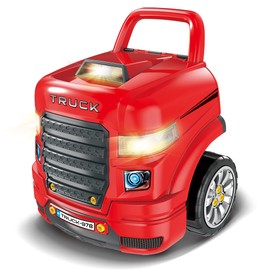 The Bubble Factory Truck Mechanic Engine Workshop (Red) - Cool Take Apart and Rebuild Engine with Remote Control Car Key, Battery-Powered with Lights & Realistic Sound Effects, Pretend Play - 3 Years+