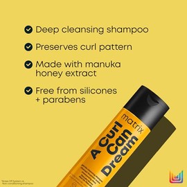 Matrix A Curl Can Dream Shampoo | Shampoo de limpieza profunda para cabello rizado u ondulado | Elimina la acumulación de residuos, hidrata y ayuda a definir los rizos | Con miel de manuka 300ml