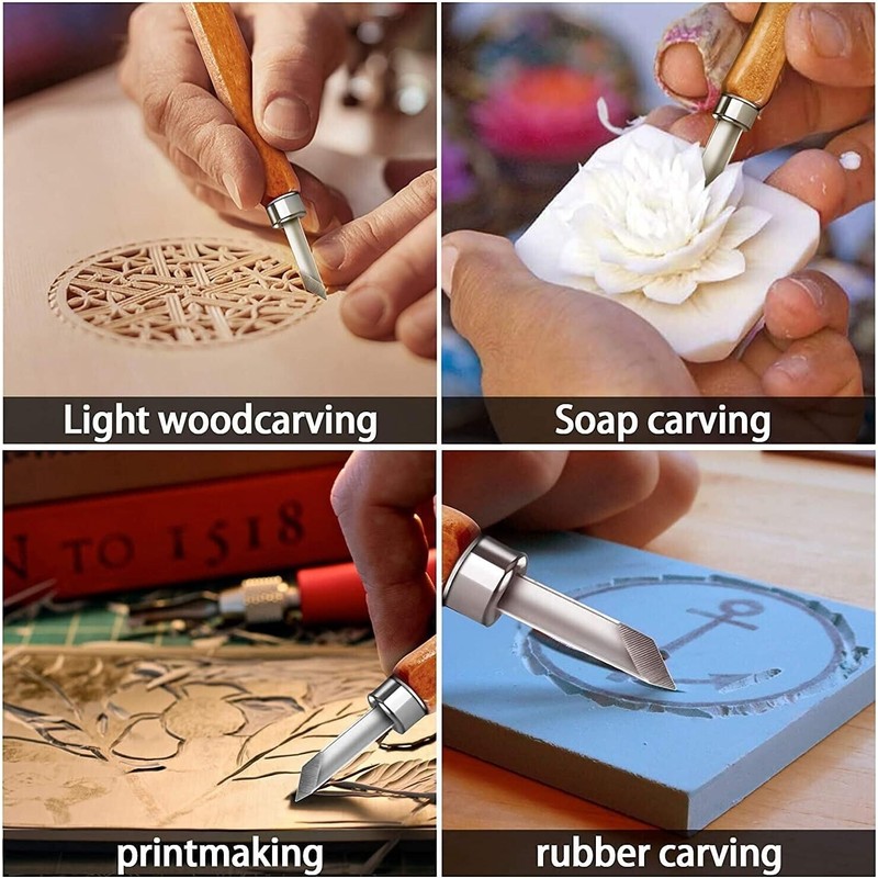 Gimars Carbon Steel Wood Carving Knife Kit with Reusable Pouch