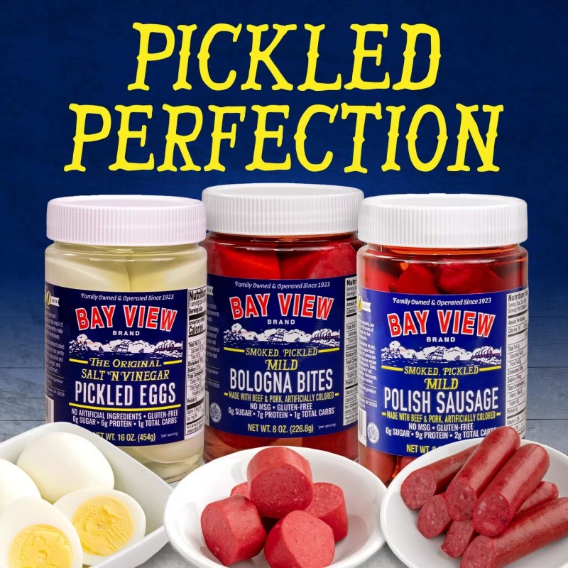 Bay View Pickled Eggs 16oz Pack Fresh Hard Boiled Chili