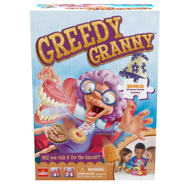 Greedy Granny - Take The Treats Don't Wake Granny Game - Includes a Fun Colorful 24pc Puzzle by Goliath, Multi Color, 7.5 x 4.92 x 10.5 inches