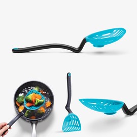 Dreamfarm Lestrain 2-in-1 Drip-Catching Sit-Up Slotted Cooking Spoon Scoop & Strainer - 11" Dreamfarm Blue