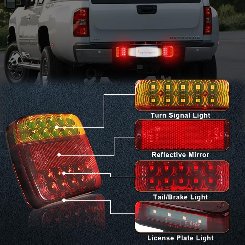 Teguangmei Wireless Trailer Lights Magnetic, 12-24V Wireless LED Trailer Lights
