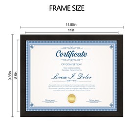 Hongkee 8.5x11 Diploma Frame with Tempered Glass, Multi Certificate 8.5 by 11 Photo Frame Bulk for Wall or Tabletop Display(Black, 1 Pack)