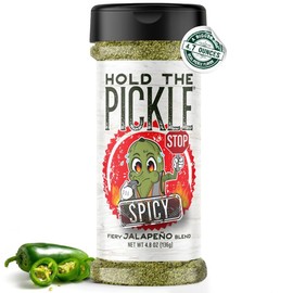 Hold The Pickle Spicy Dill Pickle Seasoning - Great for Popcorn, Organic Seasoning for Cooking, Spicy Dill Pickles Spice - Vegan, Non-GMO, Gluten Free, Kosher Certified, 4.8 Oz Shaker
