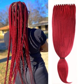 Gozill Pre Sectioned Braiding Hair Pre Stretched Red Colored Hair Extensions for Braiding Ez Braid Kids Hypoallergenic Braiding Hair Extensions