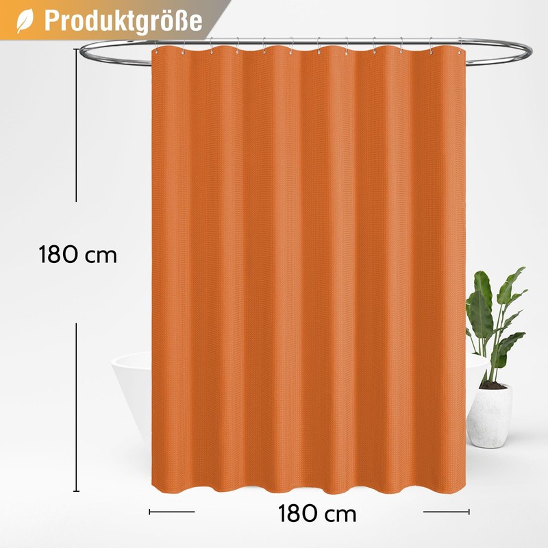 BTTN Orange Waffle Shower Curtain, 180 x 180 cm