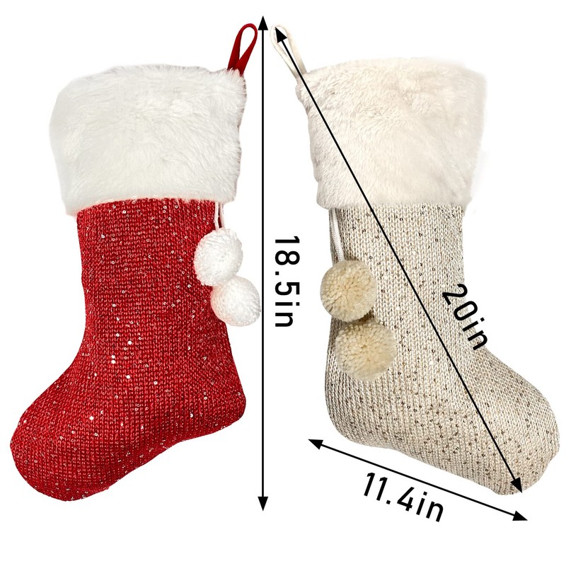 Mauts 20-inch white and red Christmas stockings,used for gift box