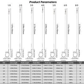 Goture Circle Hooks Rigs Saltwater Steel Leader Wire, 100 PCS Heavy Duty Circle Hook with Leader Wire Bass Catfish Fishing Lure Rig，7 Size 1/0 2/0 3/0 4/0 5/0 6/0 8/0