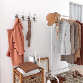 Tibres - White Hook Rack Wall Mounted - Elegant White Rail with 4 Bronze Hooks for Towels, Robes, and Coats - Stylish Bathroom and Hallway Hanger - Solid Wood