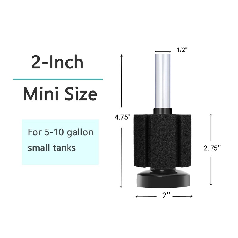 AQUANEAT Aquarium Air Powered Sponge Filter, Fish Tank Bio Bubble