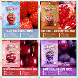 Pack of 7 Face Masks, Cloth Masks, 7 Types, Beauty, Moisturising Face Mask with Fruit and Plant Extracts, Skin Care Face Masks, Skin Care Women, Gifts for Girls