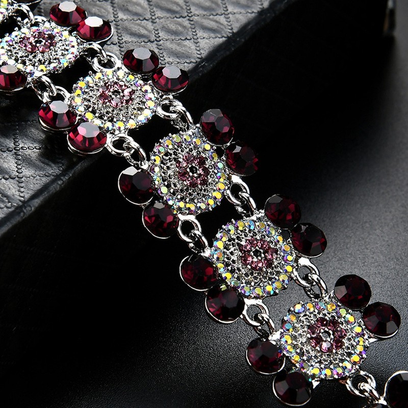 Women Fashion Classical Elegant Alloy Rhinestone Flower Bracelet Jewelry