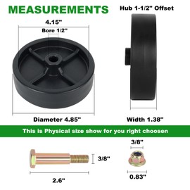 2 Pack 734-0973 Lawn Mower deck wheel and bolt kits replaces for MTD 46" 42" 40" 38" Deck Roller wheel,Cub Cadet XT1-LT42 XT2-LX46 LTX1045 LTX1040 Rear deck,Troy Bilt TB1942,Craftman T240 Tractors