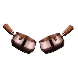 Mini Sauce Pan, 304 Stainless Steel Melting Pot, Dipping Bowls for Chocolate, Vinegar, Barbecue, Butter, Coffee, Milk Warmer for Tea, Soup - 2PCS (Rose Gold, 60ML)