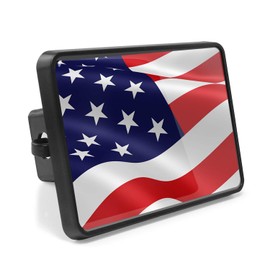 iPick Image, Compatible with - United States USA American Flag Waving ABS Plastic 2 inch Trailer Hitch Cover