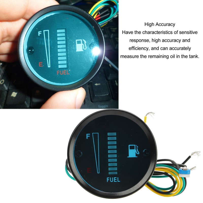 Motorcycle Fuel Level Gauge 52mm Housing Diameter LED Light Display