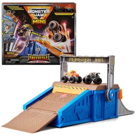 Monster Jam Mini Freestyle Flip Arena Toy Set with 2 Trucks for Kids 3+