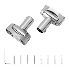 2 Pack Shower Curtain Rod Brackets, Adjustable 180°Rotation, Curved Shower Curtains Rod Sturdy Zinc Alloy Wall Mounted Shower Curtain Rod Holder for Bathroom,Wardrobe,Kitchen,Silver(with Screws)