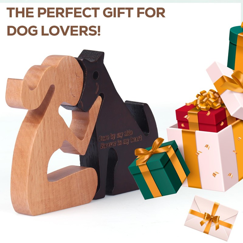 Aphromirel Man and Dog Wooden Statue Dog Figurines Wooden Statue