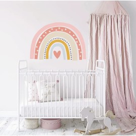 Pink Rainbow Wall Decal Sticker for Kids Room, Playroom Decor, Boho Decor, Bohemian Decor, Classroom Decor, and Boho Decoration.