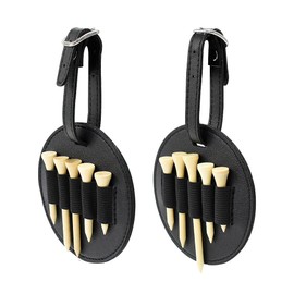 Golf Teg Sets Tees OrganizerLeather Golf tee Holder Hooks to Golf Bag Belt Clip,fits Golf Bag,Includes Five tees