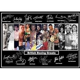 SIGNED BY THE STARS Stunning Quality All Time British Boxing Greats Signed/Autographed Print. Boxing Frank Bruno, Nigel Benn etc etc (A4 Print 29.7cm x 21cm)