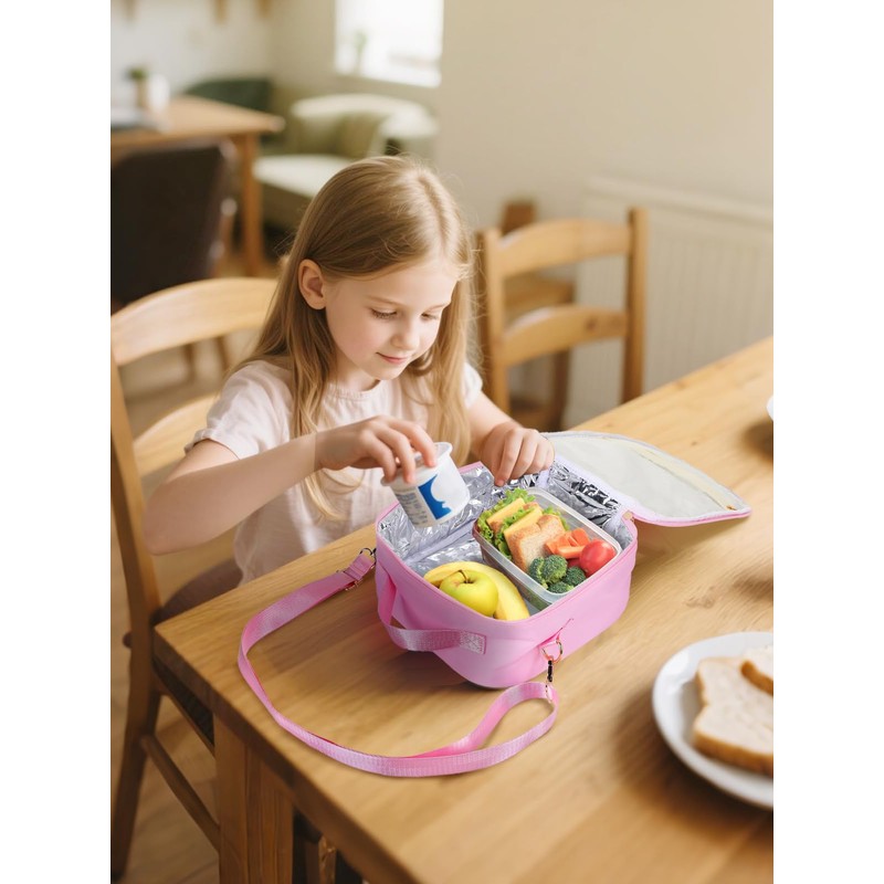 Insulated Kids Lunch Bag with Adjustable Strap - Reusable Easy
