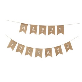 Ipetboom Day Party Burlap Swallowtail Banner Hanging Decoration for Birthday Shower Reusable Ceiling Wall Window Decor with Natural Twine