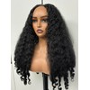 Afro Curly V Part Wig Synthetic Yaki Curly Half Wigs