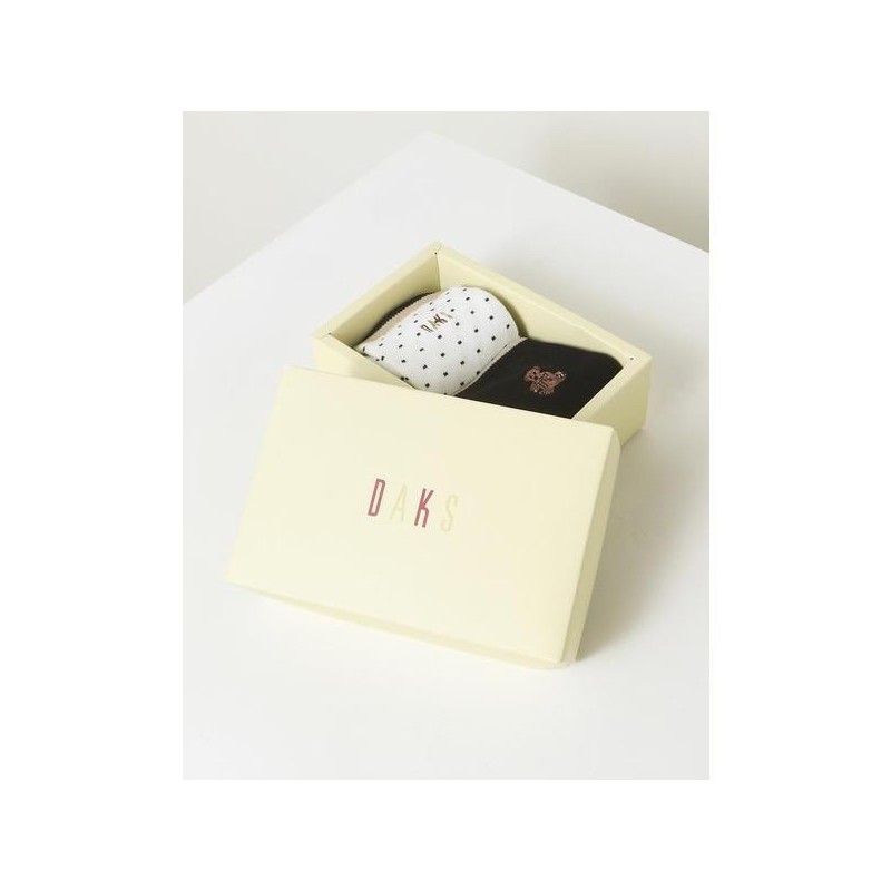 Daks (신세계강남점)DBSS1F403 화이트 라인배색 면혼방 중목양말2종세트 (DBS S1F403) White Line
