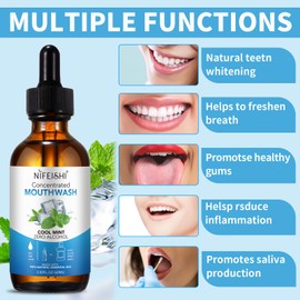 Odor Reduction Mint Concentrated Mouthwash, Travel Size Mouthwash Made with Spearmint Oil and Tea Tree Oil, Helps Freshen Breath Healthy Mouth