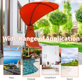 Giantex Chaise Lounge Swing Chair, Outdoor Hammock with Stand and Canopy, Porch Swing w/ Soft Cushion Removable Headrest, Outdoor Recliner Rocking Chair for Garden Backyard Poolside (Orange)