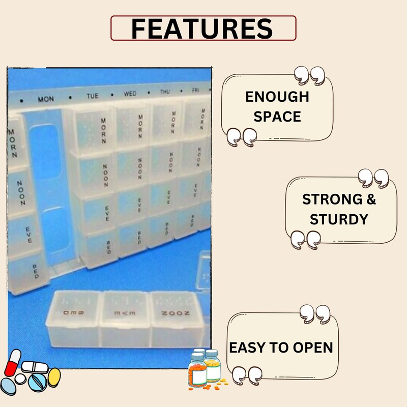 RINCS Essentials Pill Box – Weekly Tablet Organizer 7 Day