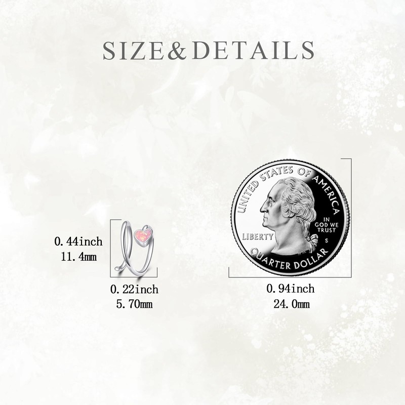 TIGERRIDER Heart 925 Sterling Silver Nose Ring Pink Opal Nose