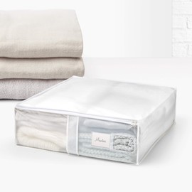 Rayen | Storage box for clothes and bedclothes | Zip-up PVA bag for clothes with breathable, folding and resistant vent | 55 x 65 x 20 cm | Translucent