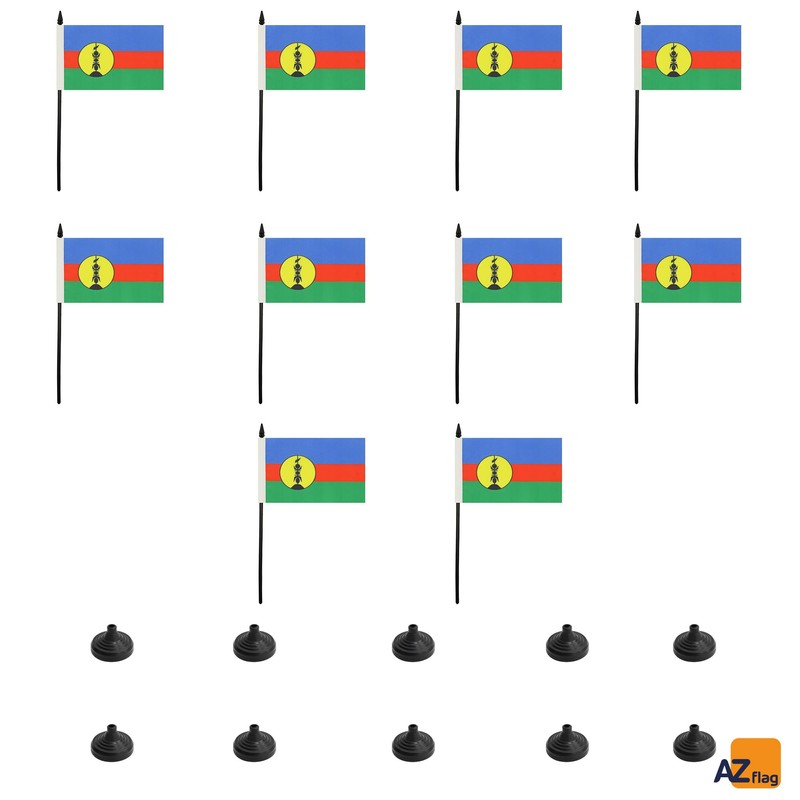 AZ FLAG - 10 New Caledonia Table Flags - 6"