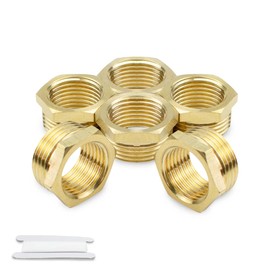 Bwintech 2 Pieces 3/8 Inch Female Thread to 1/2 Inch Male Thread BSP Thread Brass Hex Bushings Reducer Connector for Conversion of Pipe Connections