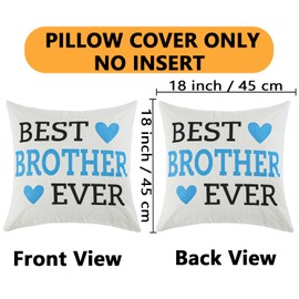 Madizz BEST Brother EVER Cushion Cover Gift Idea for Brother 18 x 18 Inch, Birthday Gift Christmas Thanksgiving Day Gifts