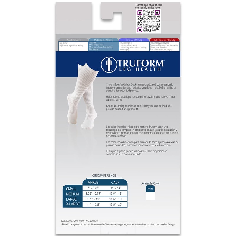Truform Compression Socks, 15-20 Mmhg, Men's Gym Socks, Knee High