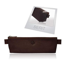 'Sun Leather – Quality Pen Case, "Berit Colour: Mocca * GENUINE *