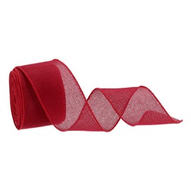 QUARKZMAN Burlap Ribbon Fabric Wired Edge Ribbons Dark Red 2-1/2 Inch x 10 Yard for Gift Wrapping, Bow, Wreath, Christmas Tree, Flower Bouquet (6.4cm x 9m)