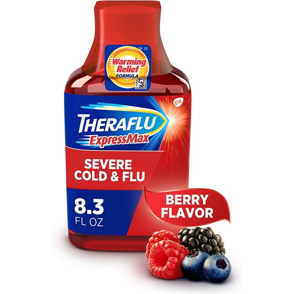 Theraflu ExpressMax Flavored Syrup Specially formulated for Relief from Cold and Cough Berry, 8.3 Fl Oz