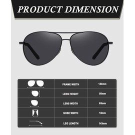 XITUADDA Sunglasses Men Women Aviator Glasses Polarised Sunglasses Oval Metal Frame Sunglasses UV400 Protection, Black Grey