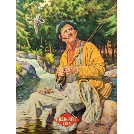 Grain Belt Beer Fishing Theme New Metal Sign: 12 x 16" Large Size