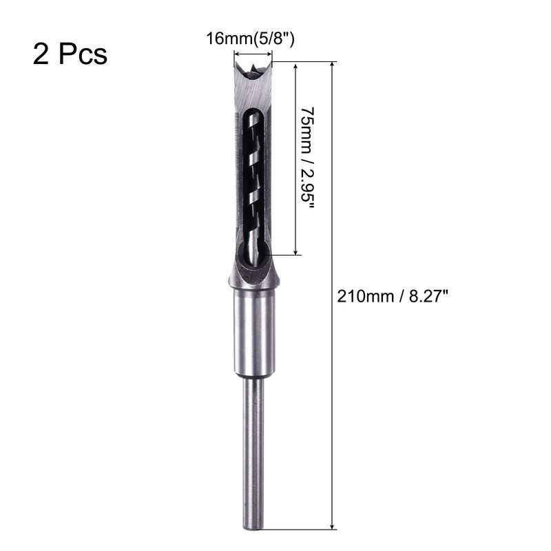 sourcing map 2pcs Square Hole Drill Bit 16mm(5/8") High Carbon