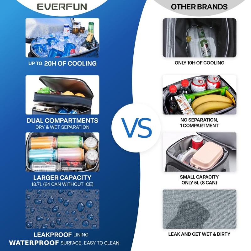 EVERFUN Small Lunch Box Insulated Cooler Bag Mini Cooler 24