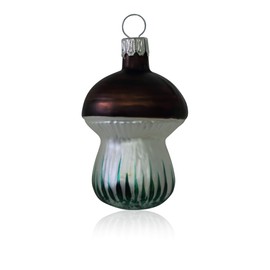 Lauschaer Glas Christmas Tree Decoration Mushroom with Brown Hat Christmas Tree Decoration Mouth-Blown Hand Decorated