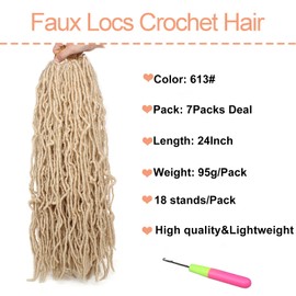 Mscat 24 Inch Nu Faux Locs Crochet Hair 7 Packs Pre Looped Blonde Gypsy Locs Crochet Hair Synthetic Goddess Faux Locs Braids Hair Extensions 27#